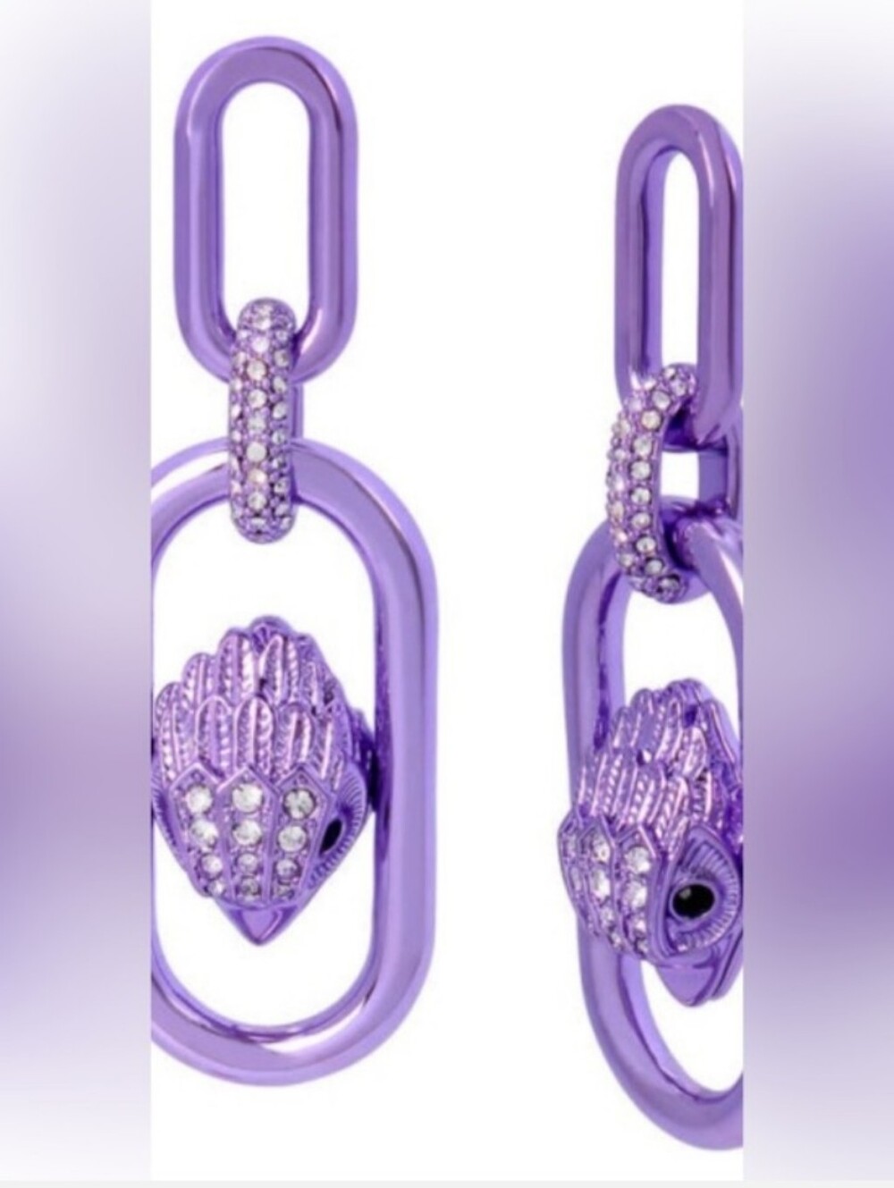 Kurt Geiger-London Eagle Link Linear Drop Earrings (Purple 💜)